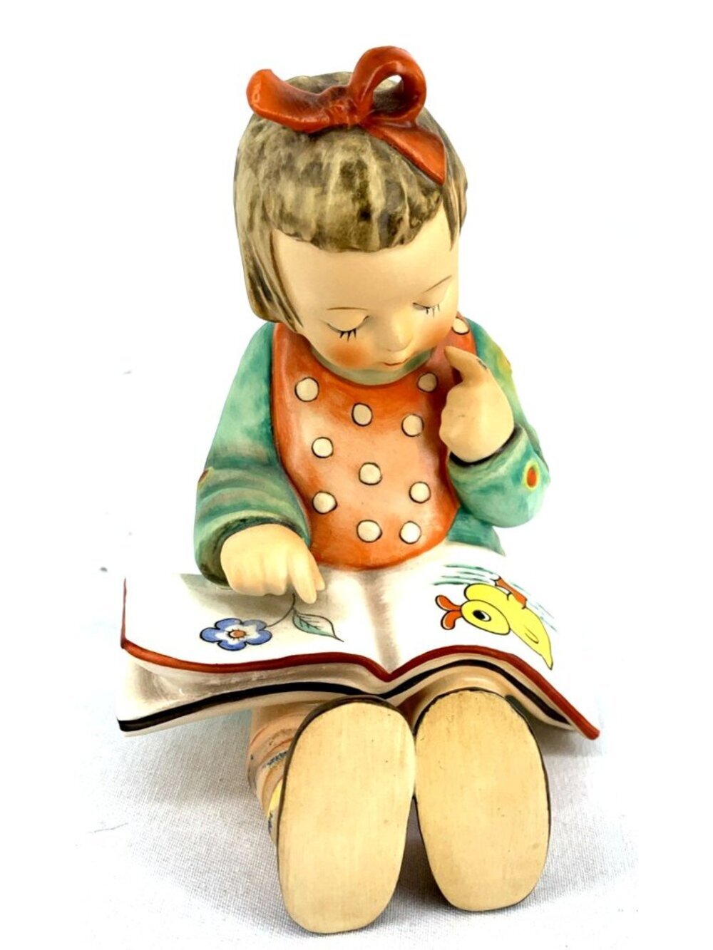 Goebel Bookworm Girl Reading Book West Germany Hand Painted Porcelain 5.5"
